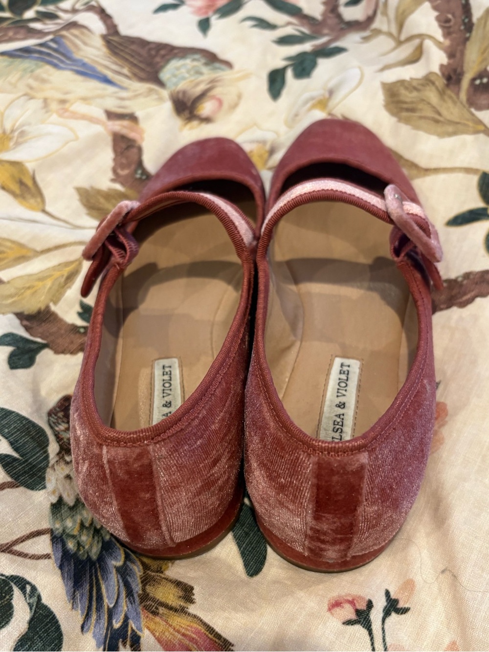 Chelsea & Violet Velvet Mary Jane Flats in Dusty Rose -Pink Very Comfortable - Picture 3 of 6